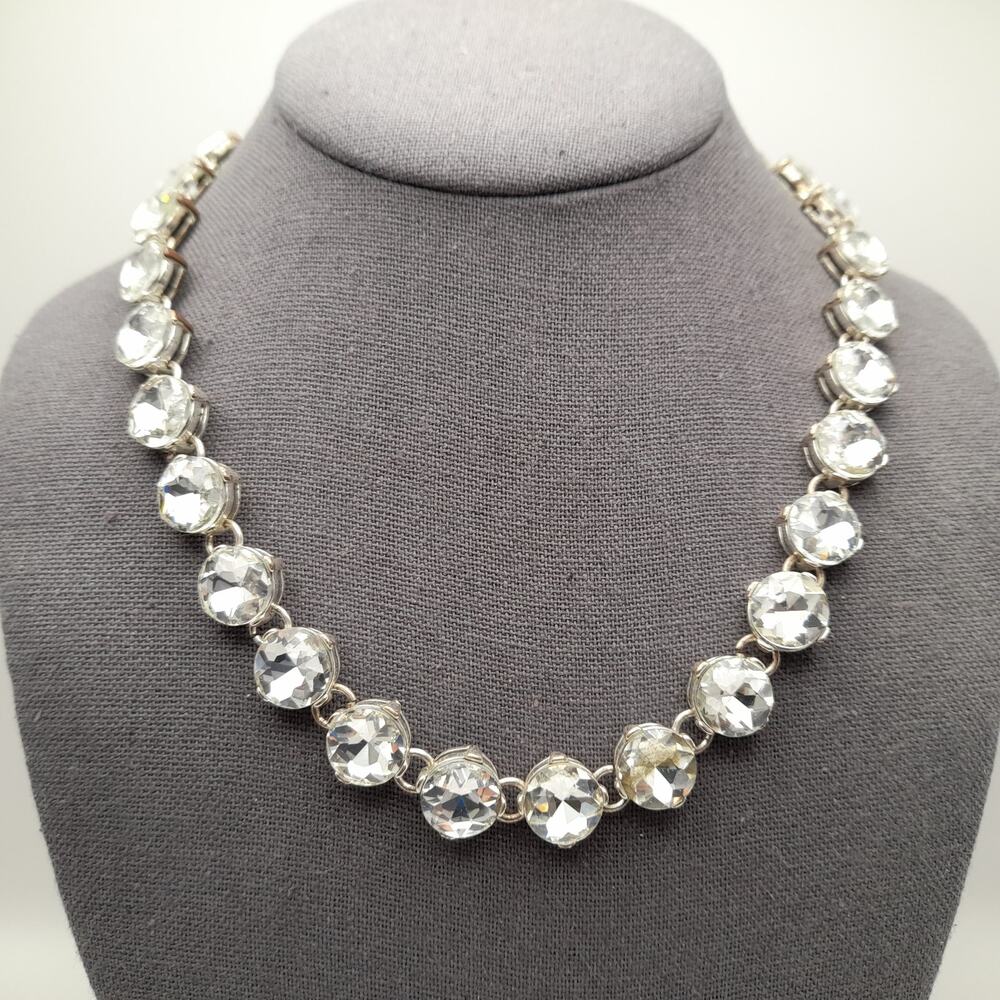 Vintage Chaps Rhinestone Choker Necklace Distressed